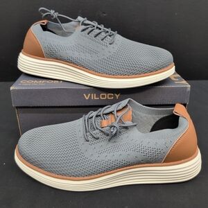 Vilocy Men's Oxfords Business Casual Knit Mesh Dress Sneakers Shoes EUR 43 Grey